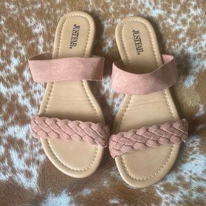 Justfab soft pink double strap sandals